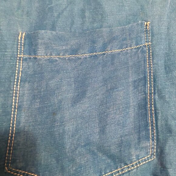 BLUE BY PRONTO UOMO Men's 'SILK/LINEN SHIRT SKY BLUE LARGE - Picture 5 of 9